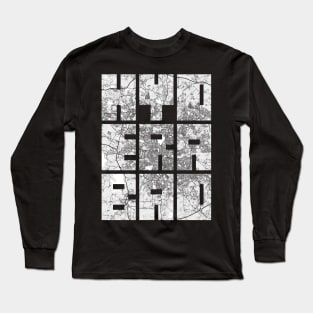 Hyderabad, India City Map Typography - Light Long Sleeve T-Shirt